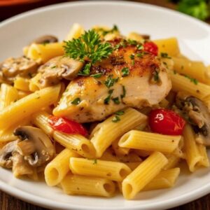Паста с курицей и грибами